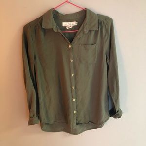 Girls Olive green button down size L 12-13